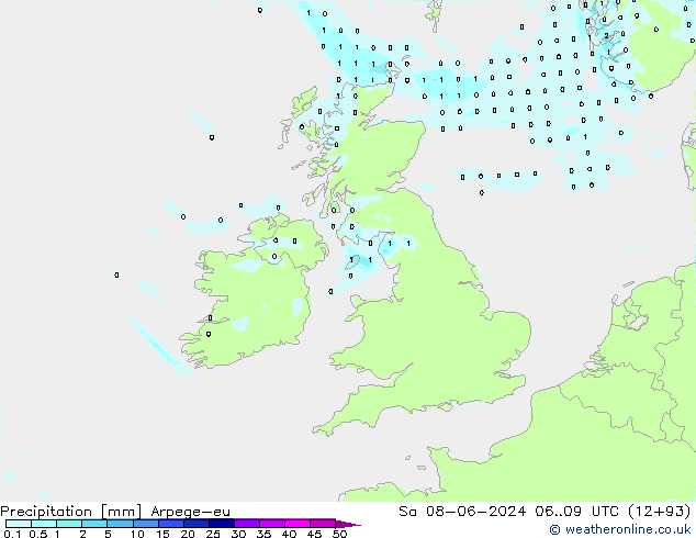 Précipitation Arpege-eu sam 08.06.2024 09 UTC