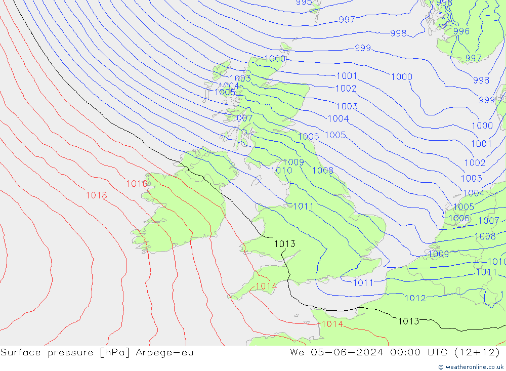 Surface pressure Arpege-eu We 05.06.2024 00 UTC