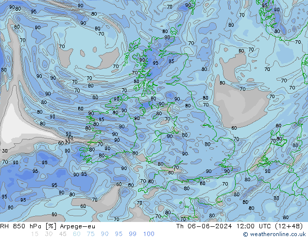 850 hPa Nispi Nem Arpege-eu Per 06.06.2024 12 UTC