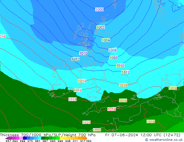 Thck 700-1000 hPa Arpege-eu pt. 07.06.2024 12 UTC