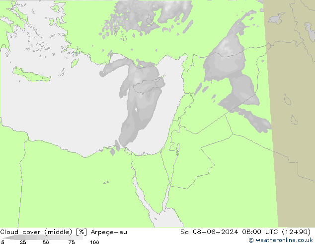 Bewolking (Middelb.) Arpege-eu za 08.06.2024 06 UTC