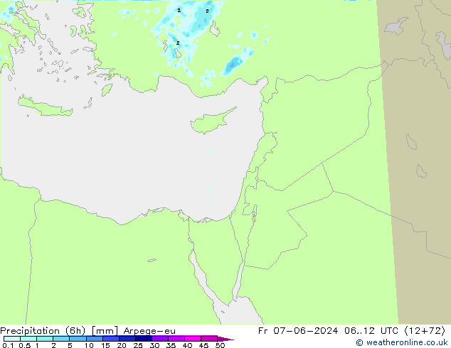 осадки (6h) Arpege-eu пт 07.06.2024 12 UTC