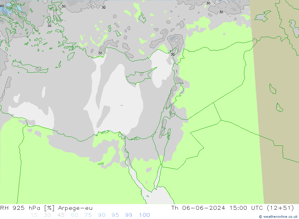 RH 925 hPa Arpege-eu Th 06.06.2024 15 UTC