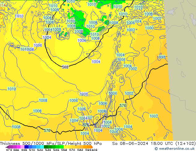 Thck 500-1000hPa Arpege-eu Sa 08.06.2024 18 UTC