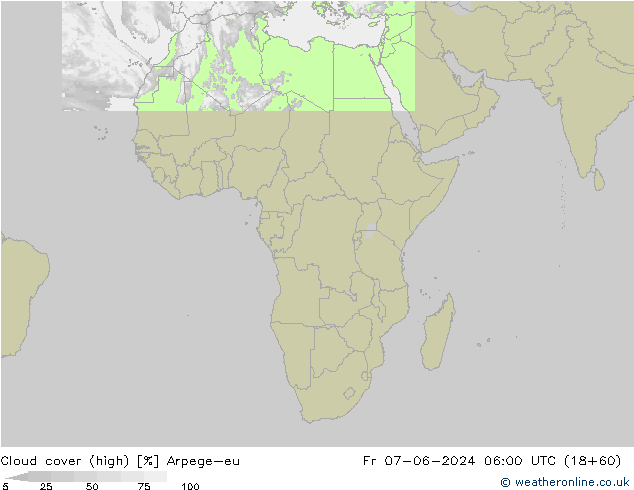 Cloud cover (high) Arpege-eu Fr 07.06.2024 06 UTC