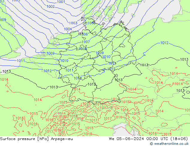 Surface pressure Arpege-eu We 05.06.2024 00 UTC