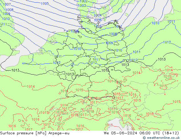 Atmosférický tlak Arpege-eu St 05.06.2024 06 UTC