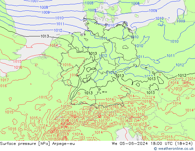 Surface pressure Arpege-eu We 05.06.2024 18 UTC