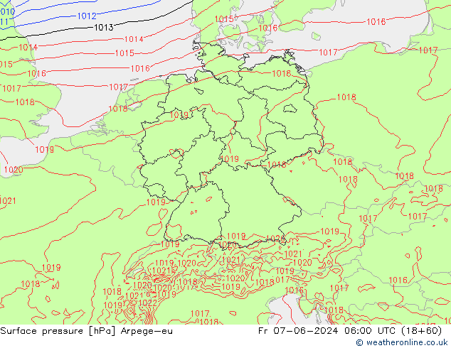 Presión superficial Arpege-eu vie 07.06.2024 06 UTC