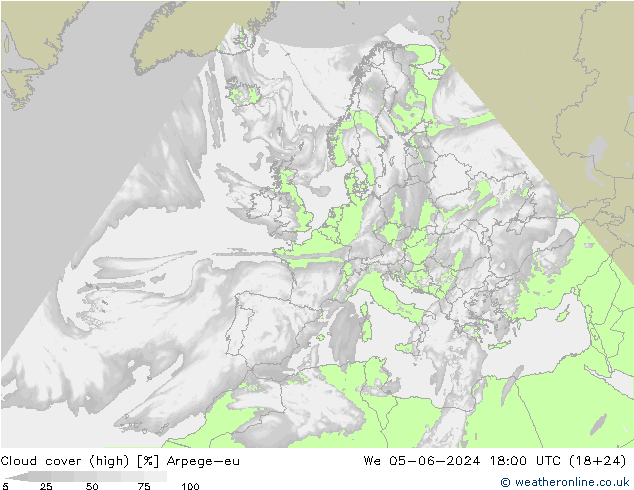 Bewolking (Hoog) Arpege-eu wo 05.06.2024 18 UTC