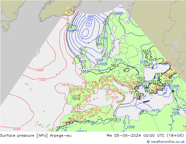 Atmosférický tlak Arpege-eu St 05.06.2024 00 UTC