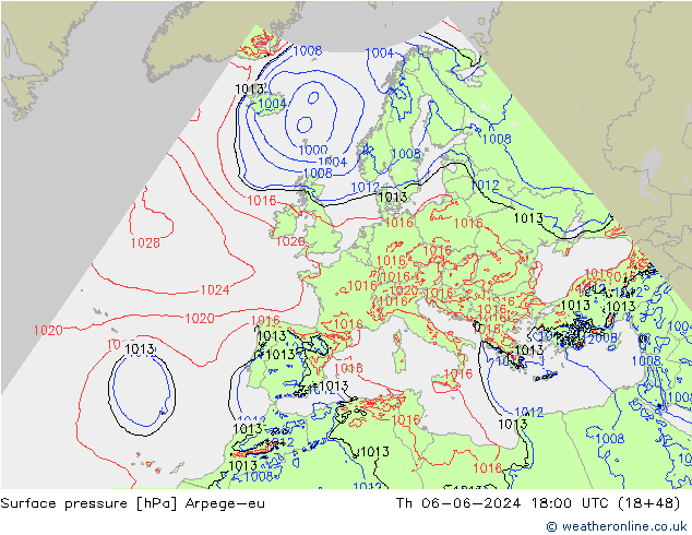 pressão do solo Arpege-eu Qui 06.06.2024 18 UTC