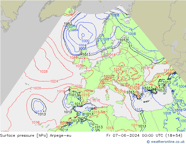 Presión superficial Arpege-eu vie 07.06.2024 00 UTC