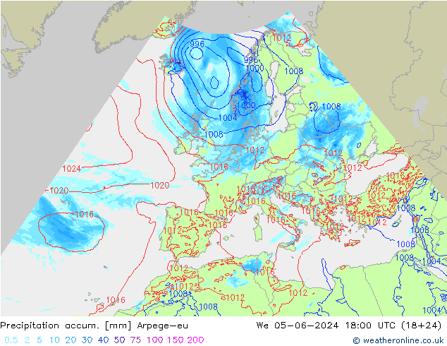 Precipitation accum. Arpege-eu ср 05.06.2024 18 UTC