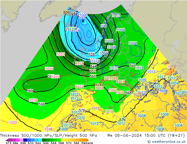 Thck 500-1000hPa Arpege-eu St 05.06.2024 15 UTC