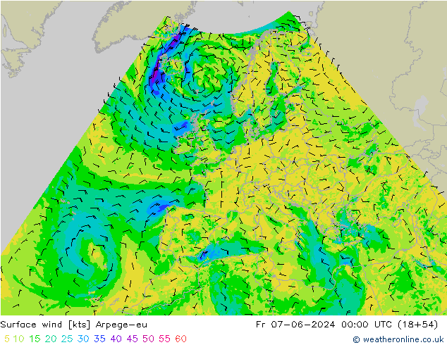 Bodenwind Arpege-eu Fr 07.06.2024 00 UTC
