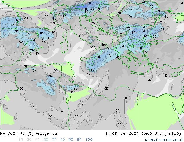 700 hPa Nispi Nem Arpege-eu Per 06.06.2024 00 UTC