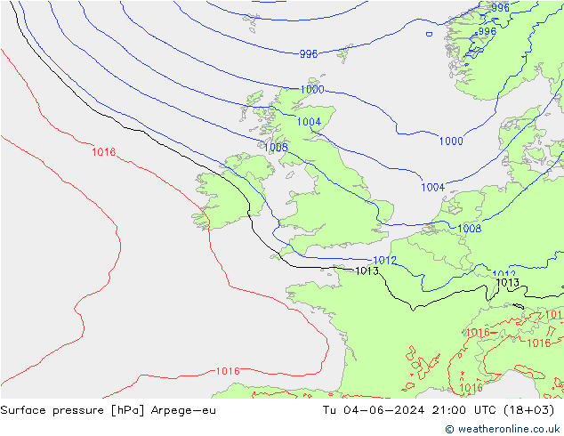 приземное давление Arpege-eu вт 04.06.2024 21 UTC