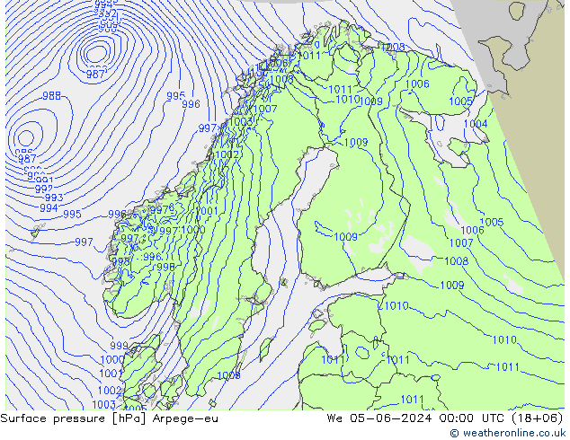 Surface pressure Arpege-eu We 05.06.2024 00 UTC