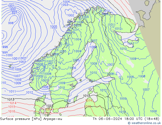 Bodendruck Arpege-eu Do 06.06.2024 18 UTC