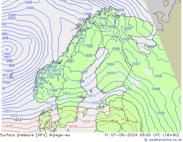 Surface pressure Arpege-eu Fr 07.06.2024 06 UTC