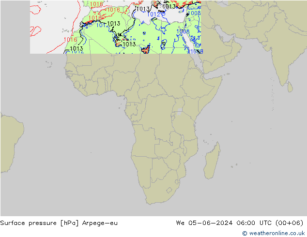 Presión superficial Arpege-eu mié 05.06.2024 06 UTC