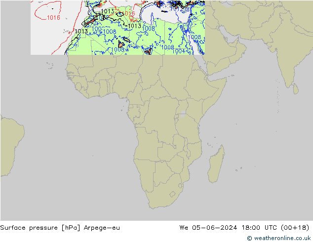 pressão do solo Arpege-eu Qua 05.06.2024 18 UTC