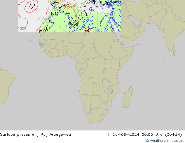 Surface pressure Arpege-eu Th 06.06.2024 00 UTC