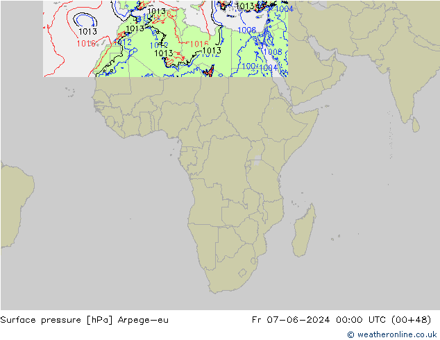 Surface pressure Arpege-eu Fr 07.06.2024 00 UTC