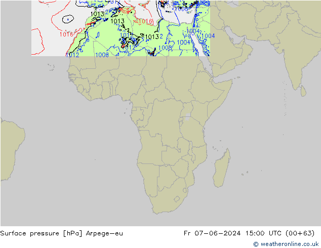 Atmosférický tlak Arpege-eu Pá 07.06.2024 15 UTC