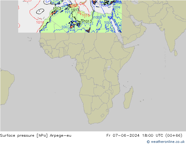 Luchtdruk (Grond) Arpege-eu vr 07.06.2024 18 UTC
