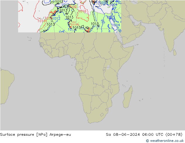 Luchtdruk (Grond) Arpege-eu za 08.06.2024 06 UTC