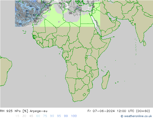 RH 925 hPa Arpege-eu Sex 07.06.2024 12 UTC