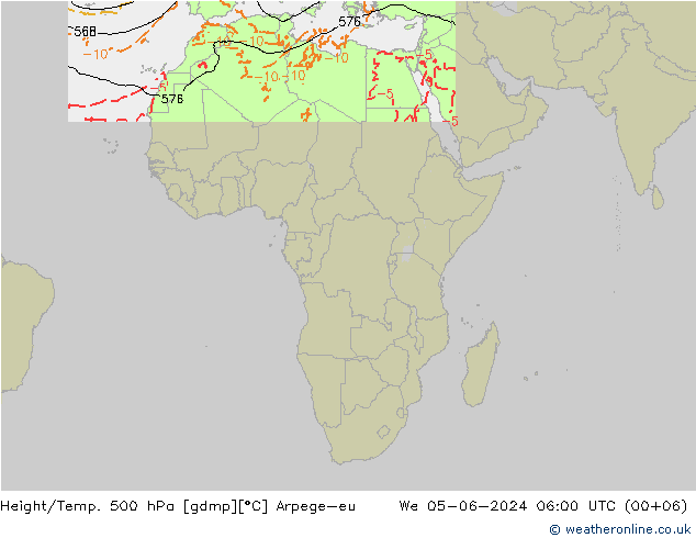 Height/Temp. 500 hPa Arpege-eu We 05.06.2024 06 UTC