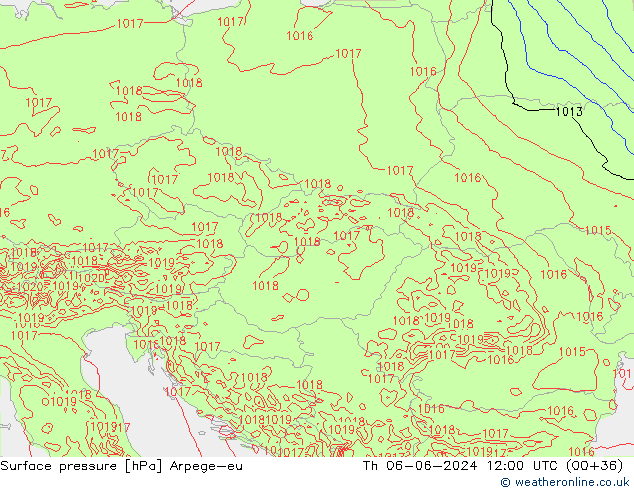 Surface pressure Arpege-eu Th 06.06.2024 12 UTC