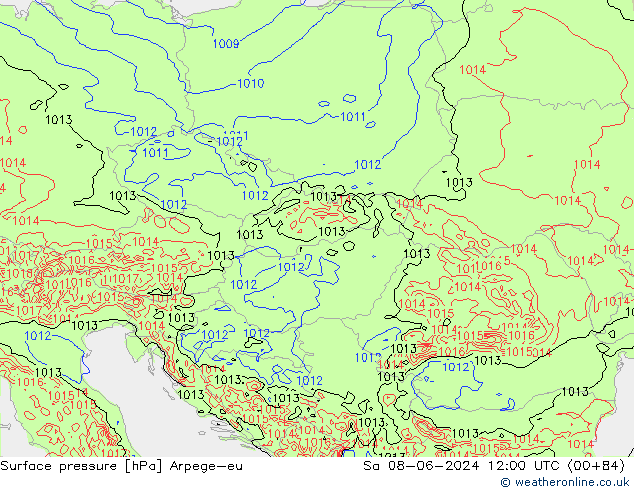 Atmosférický tlak Arpege-eu So 08.06.2024 12 UTC