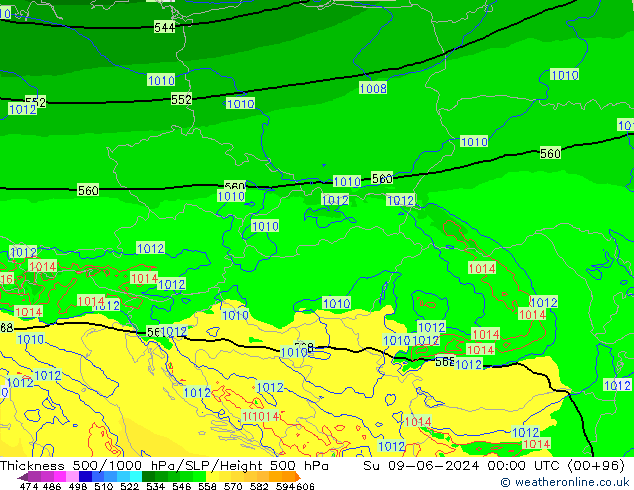 Thck 500-1000hPa Arpege-eu Ne 09.06.2024 00 UTC