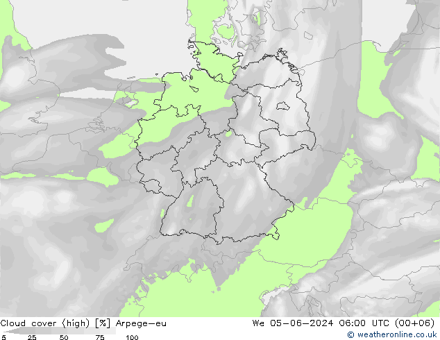 Wolken (hohe) Arpege-eu Mi 05.06.2024 06 UTC