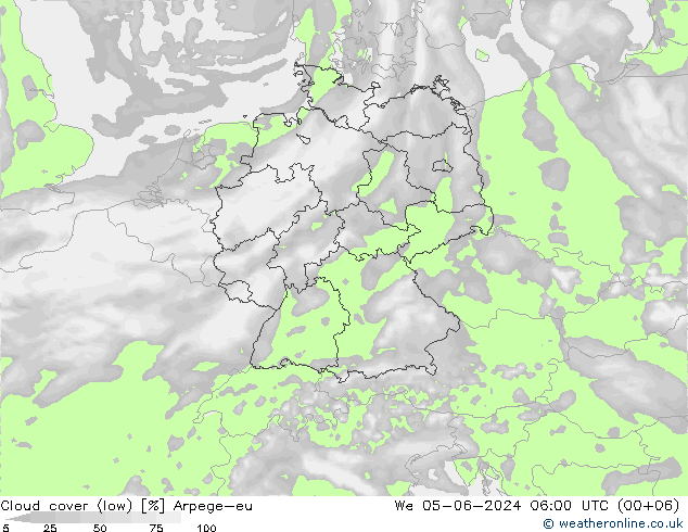 облака (низкий) Arpege-eu ср 05.06.2024 06 UTC