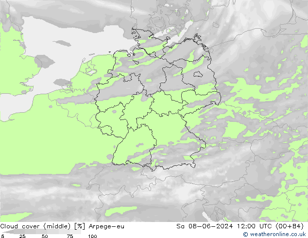 zachmurzenie (środk.) Arpege-eu so. 08.06.2024 12 UTC