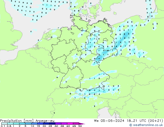 Precipitation Arpege-eu We 05.06.2024 21 UTC