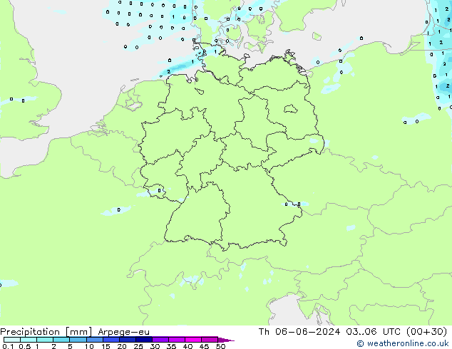 Precipitation Arpege-eu Th 06.06.2024 06 UTC