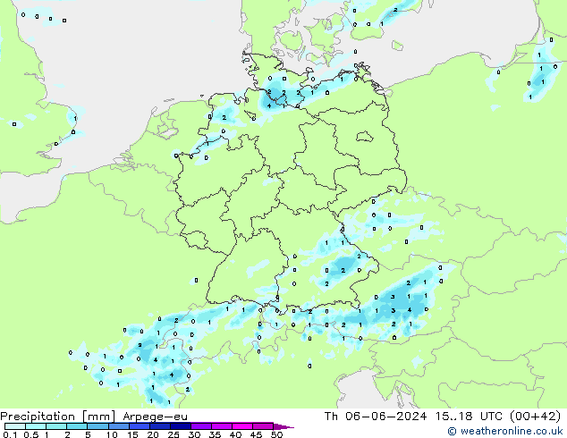 precipitação Arpege-eu Qui 06.06.2024 18 UTC