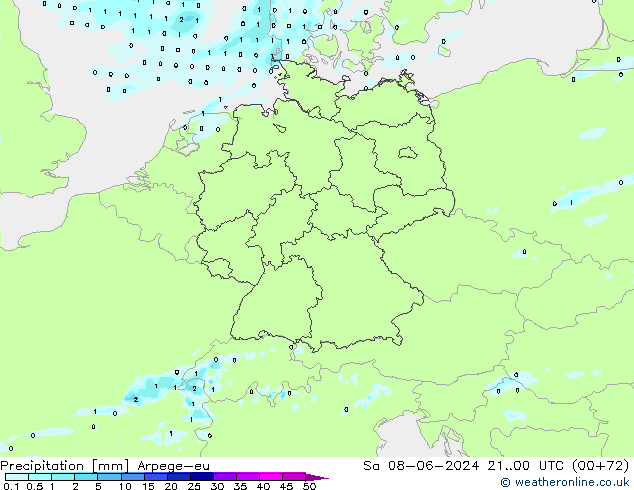 Neerslag Arpege-eu za 08.06.2024 00 UTC