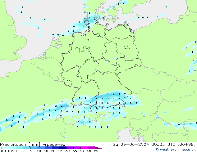 Yağış Arpege-eu Paz 09.06.2024 03 UTC