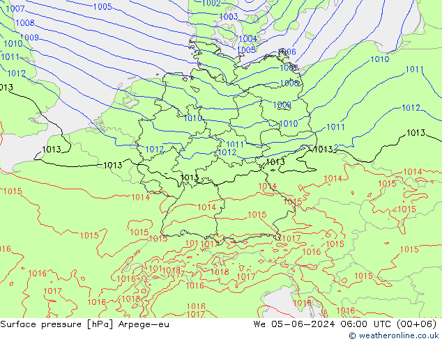 Surface pressure Arpege-eu We 05.06.2024 06 UTC