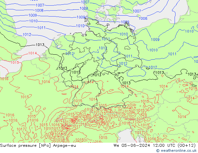 Surface pressure Arpege-eu We 05.06.2024 12 UTC