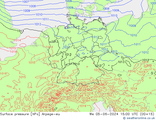 Surface pressure Arpege-eu We 05.06.2024 15 UTC