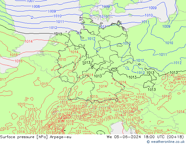 Surface pressure Arpege-eu We 05.06.2024 18 UTC