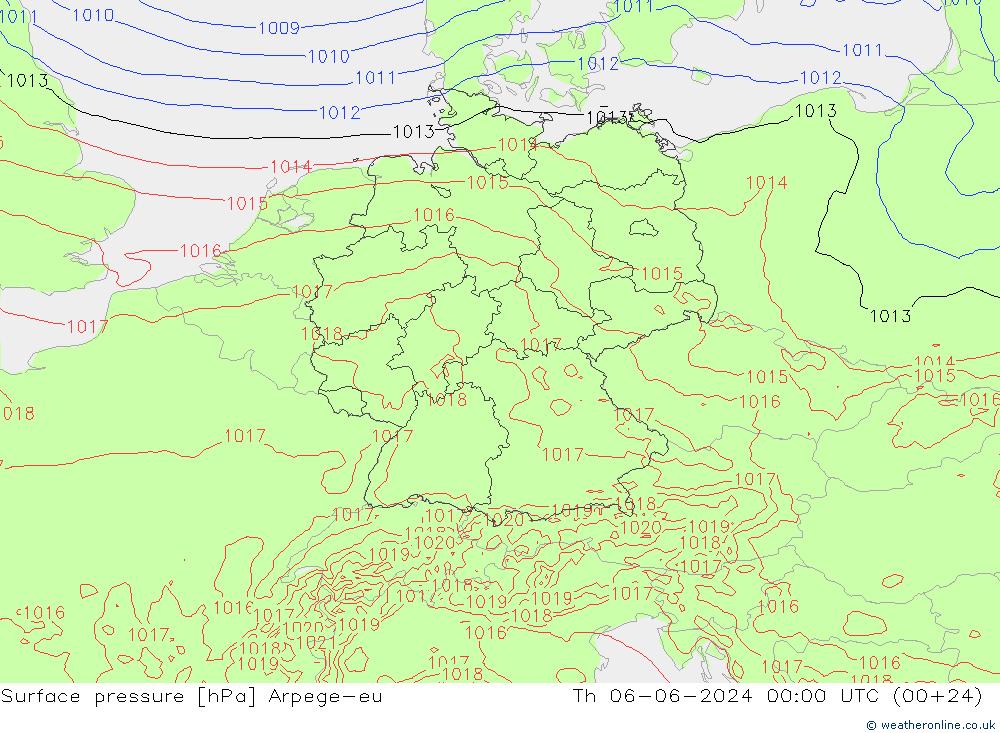 Luchtdruk (Grond) Arpege-eu do 06.06.2024 00 UTC